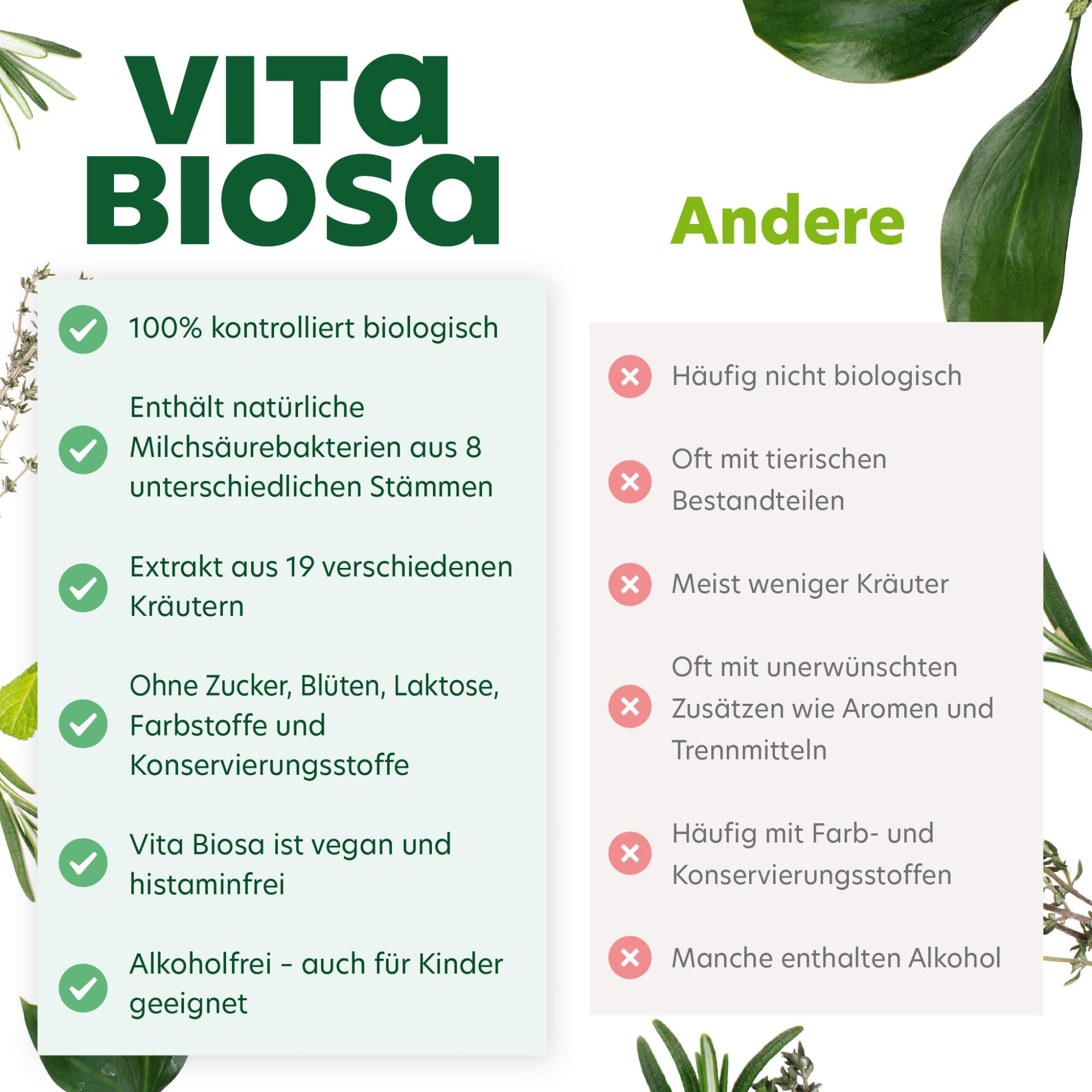 Vita Biosa Beeren Kräuterfermentgetränk mit Model Frau mit Buch Smoothie Vita Biosa Beeren Kräuter Obst Getränk